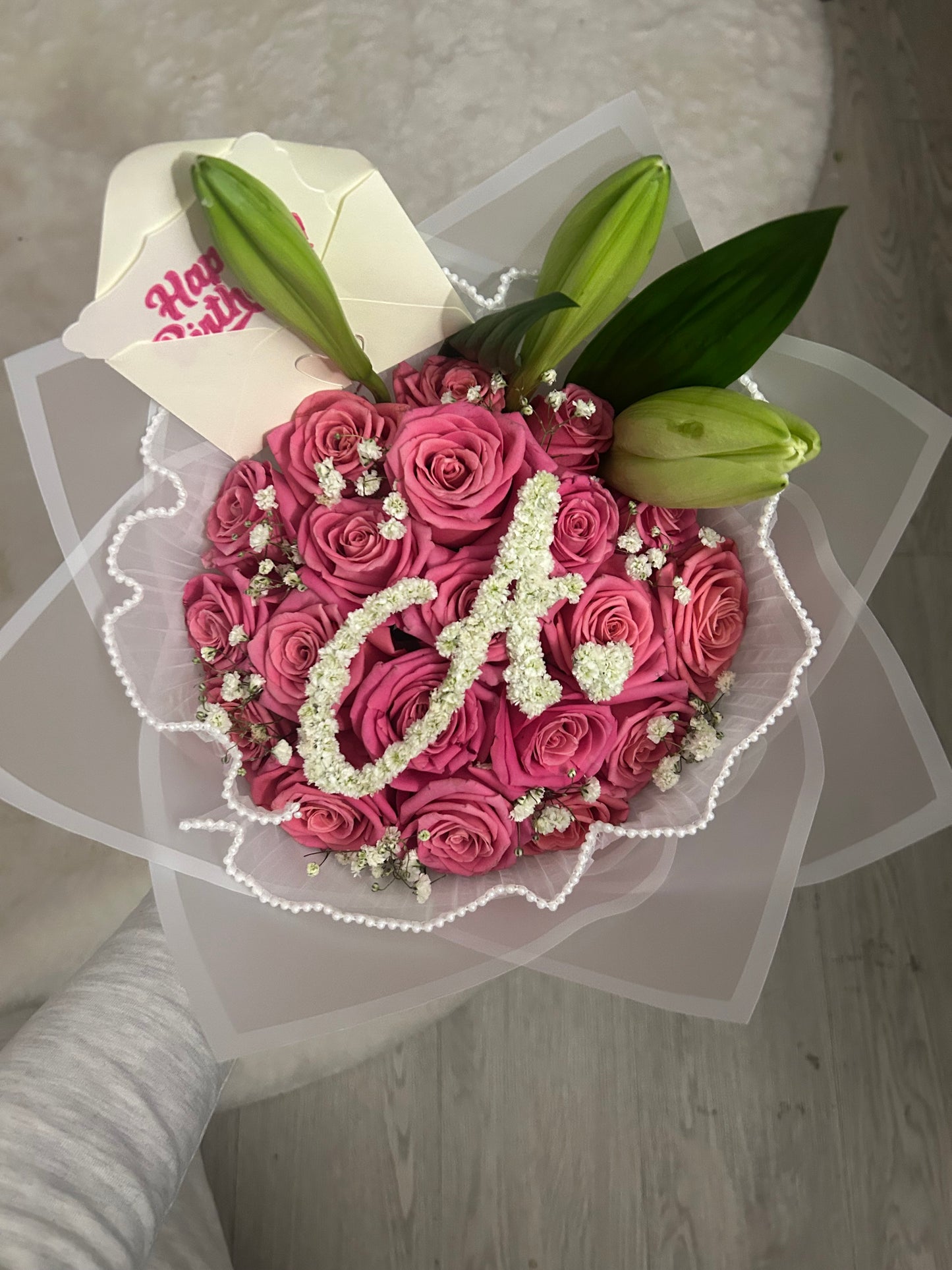 Initial with lilies